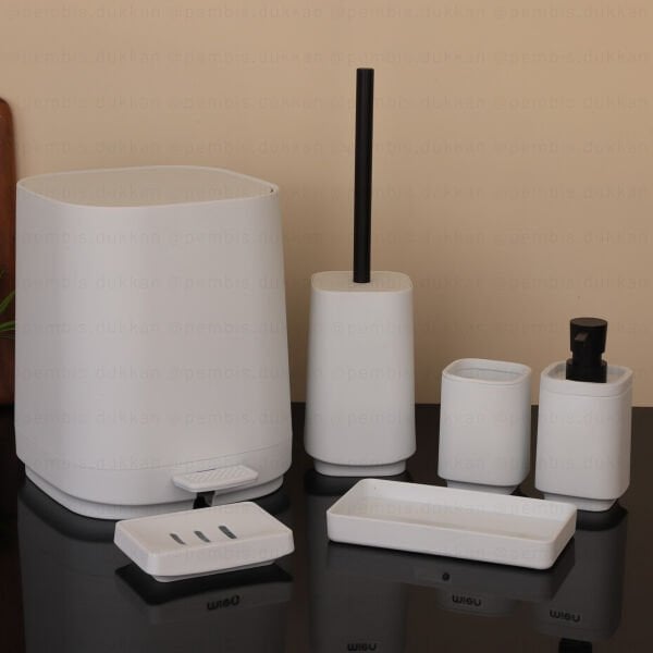 MN KARE BEYAZ 6 PARÇA BANYO SET 9H25