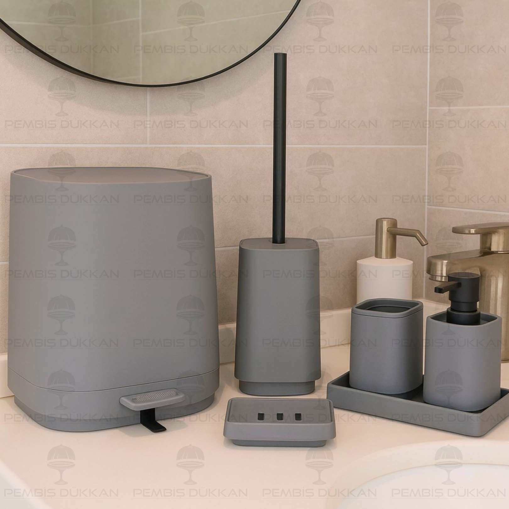 MN KARE GRİ 6 PARÇA BANYO SET 9H26