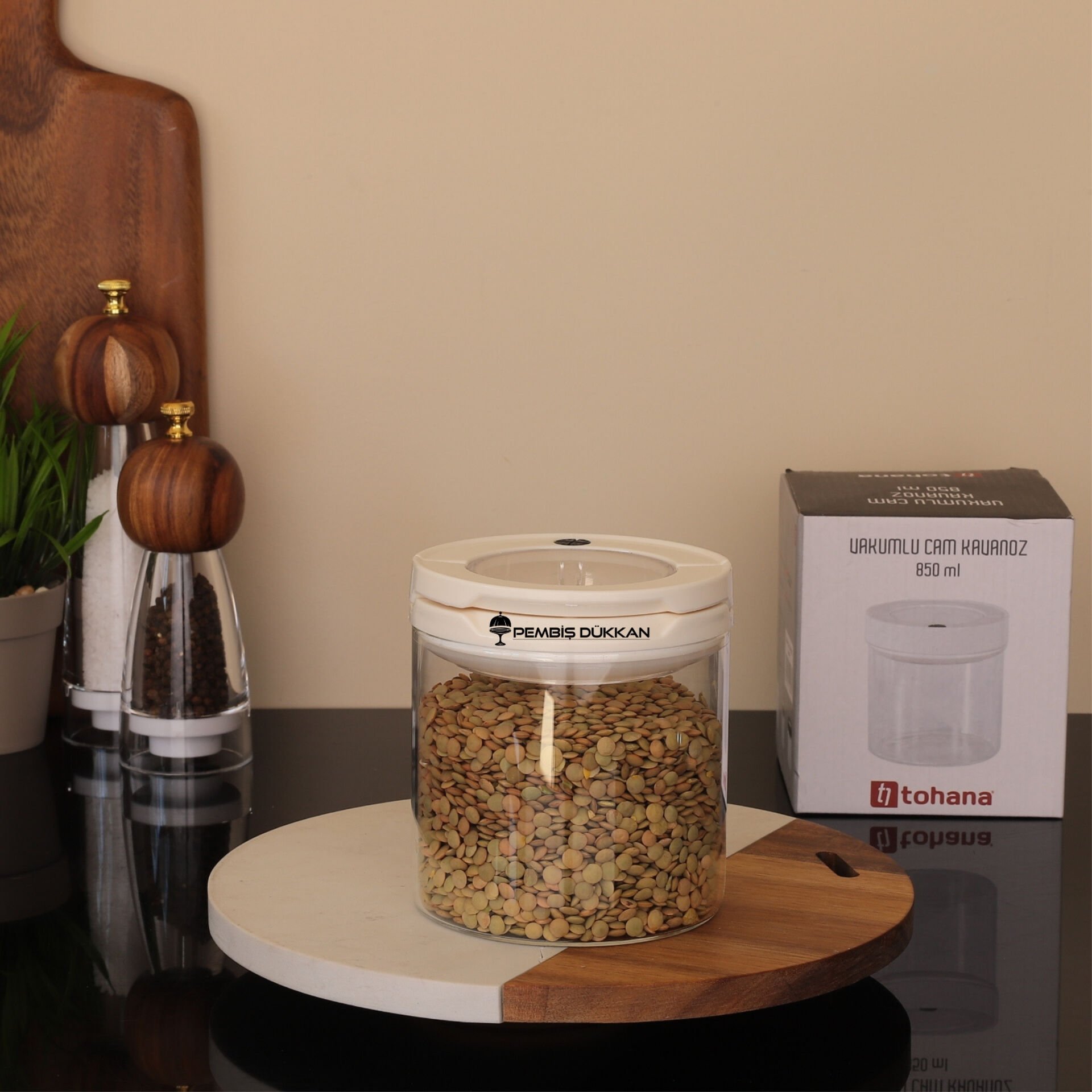 1 ADET 850ML BEYAZ TESORA THN KAVANOZ 1NO