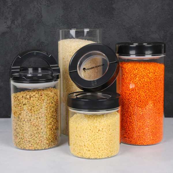 1 ADET 2100ML SİYAH TESORA THN KAVANOZ 4NO