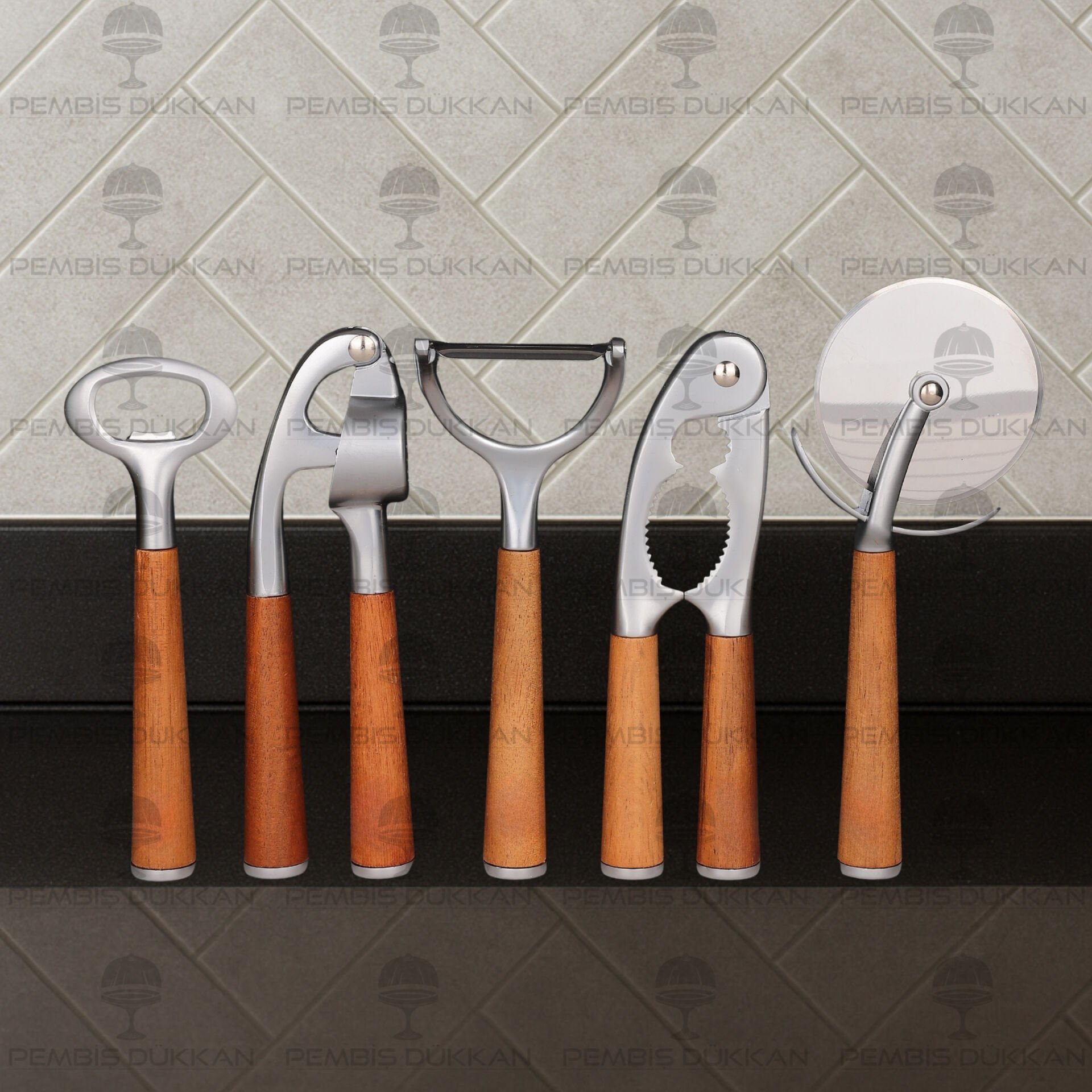 MN PRATEG AKASYA SAPLI PRATİK EV GEREÇ 5Lİ KOMBİN SET NO3