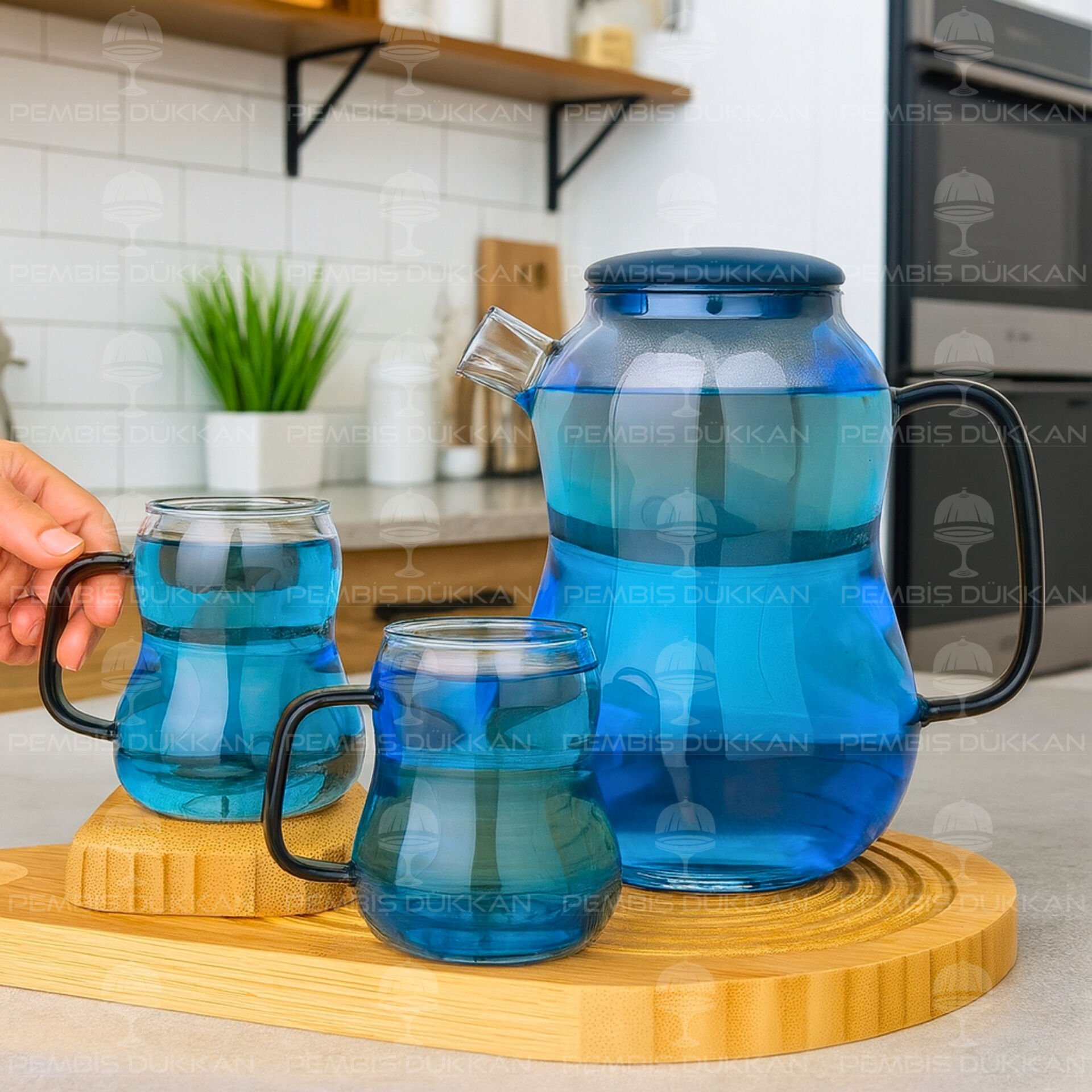 3 PARÇA BOROSİLİKAT CAM SÜRAHİ SET PM (4035)