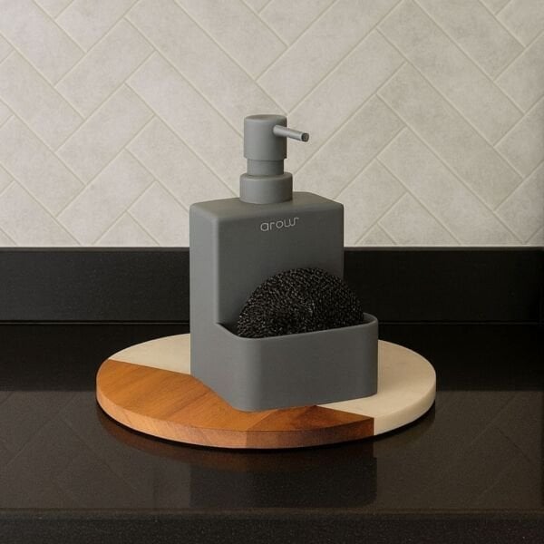 SİYAH MARGARET SÜNGERLİK HAZNELİ AKRİLİK SIVI SABUNLUK 6192