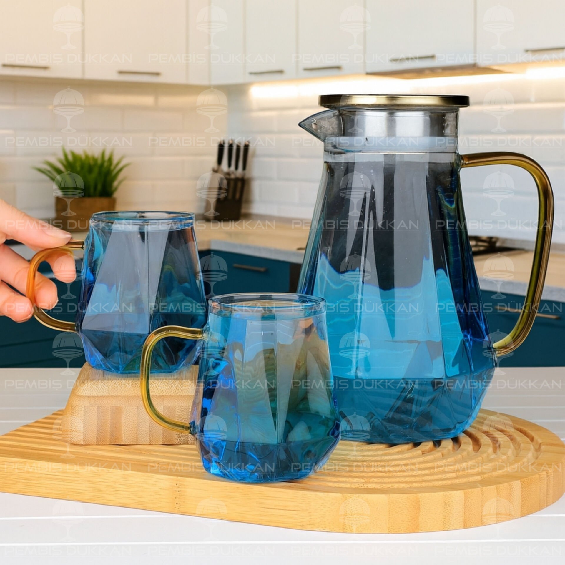 3 PARÇA BOROSİLİKAT CAM SÜRAHİ SET PM (4038)