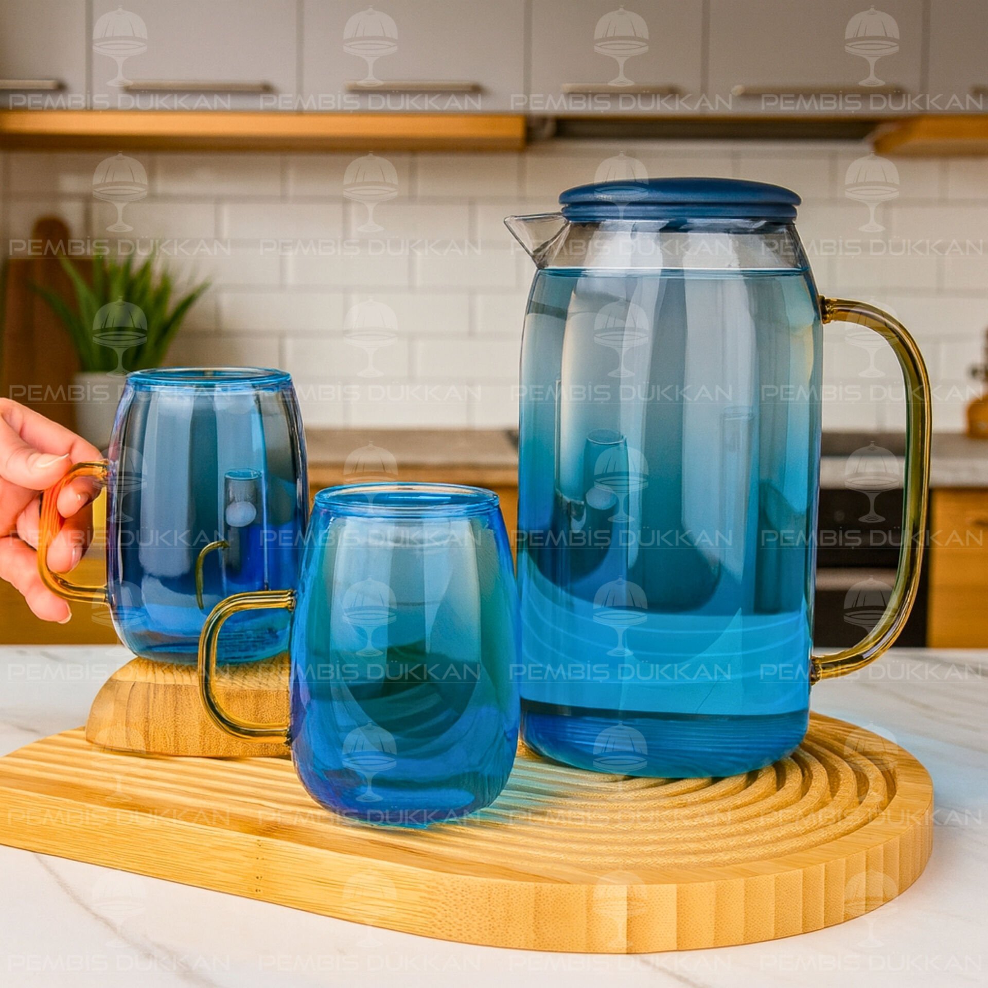 3 PARÇA BOROSİLİKAT CAM SÜRAHİ SET PM (4040)