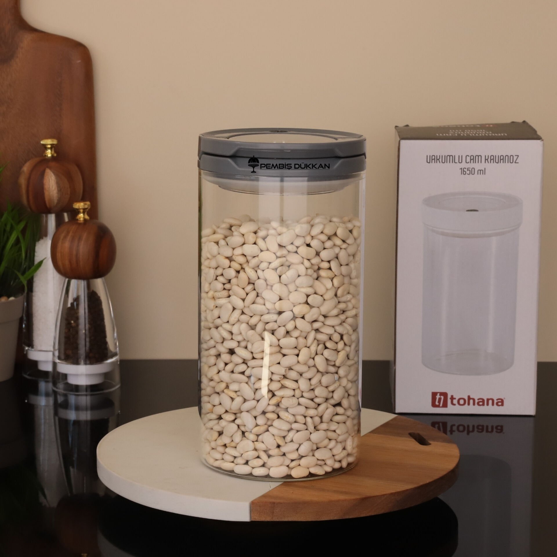 1 ADET 1650ML GRİ TESORA THN KAVANOZ 3NO