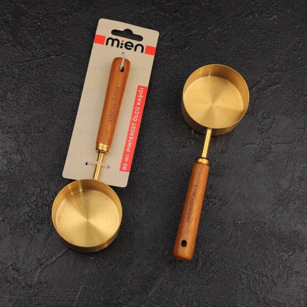 1 ADET GOLD AHŞAP SAPLI ÖLÇÜ KAŞIĞI ORTA BOY