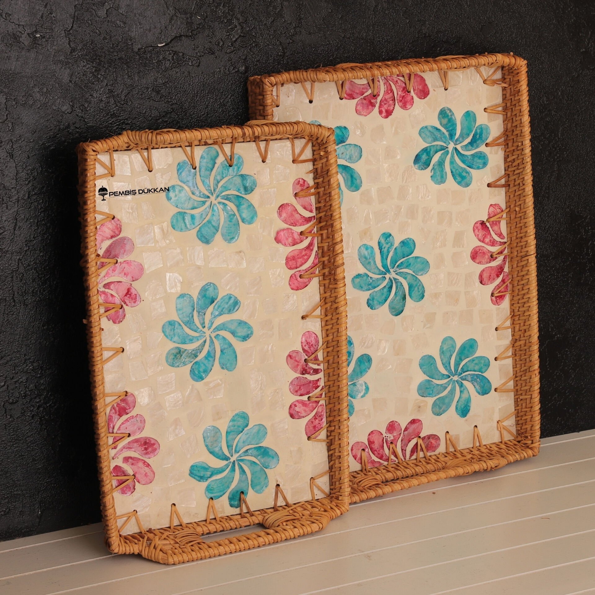 2Lİ SEDEFLİ DİKDÖRTGEN TEPSİ (1478-1479) NO 2