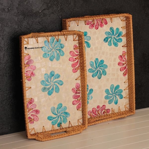 2Lİ SEDEFLİ DİKDÖRTGEN TEPSİ (1478-1479) NO 2