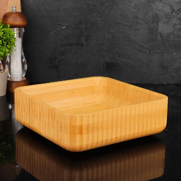 BAMBU KARE KENAR ÇİZGİLİ BÜYÜK BOL DERİN KASE (7B172)