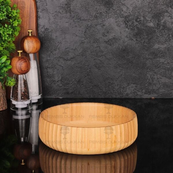 1 ADET KENAR BAMBU KENAR ÇİZGİLİ KASE BÜYÜK BOY (7B03)