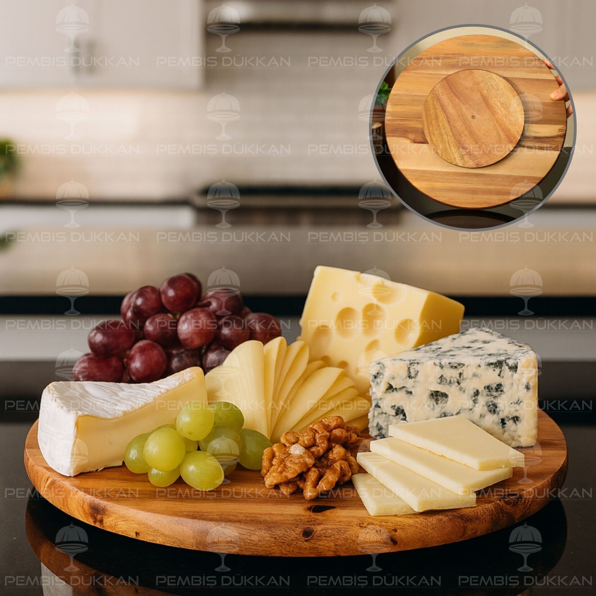 MN 31 CM ROTTO AKASYA DÖNER BAMBU PEYNİR TABAĞI (8B52)