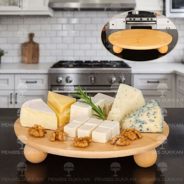 BAMBU YUVARLAK 32CM TOP AYAKLI NORA SUNUMLUK BÜYÜK BOY(985)