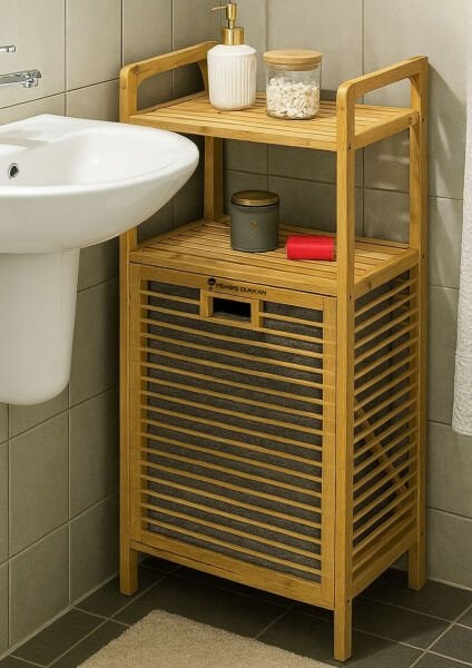 BAMBU KAPAKLI ÇOK AMAÇLI ÇAMAŞIR SEPETİ (1463)