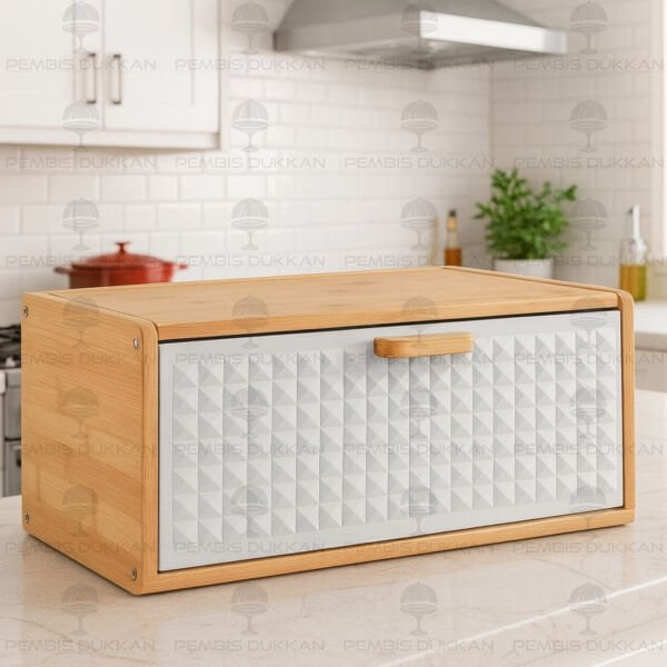 MİEN BEYAZ BAMBU KAPAKLI EKMEKLİK (ST10)