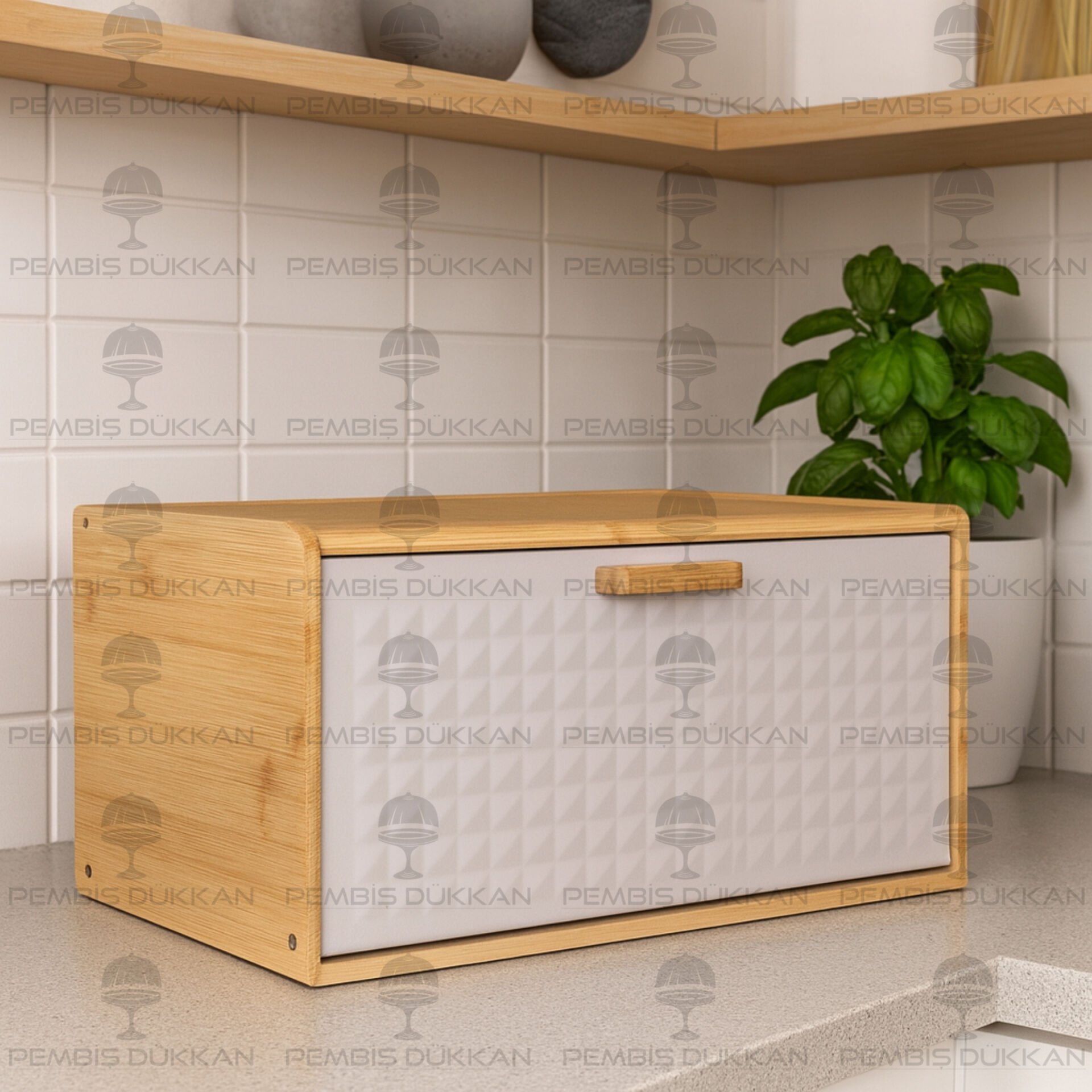 MİEN BEYAZ BAMBU KAPAKLI EKMEKLİK (ST10)