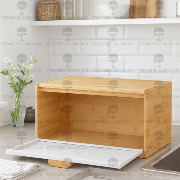 MİEN BEYAZ BAMBU KAPAKLI EKMEKLİK (ST10)