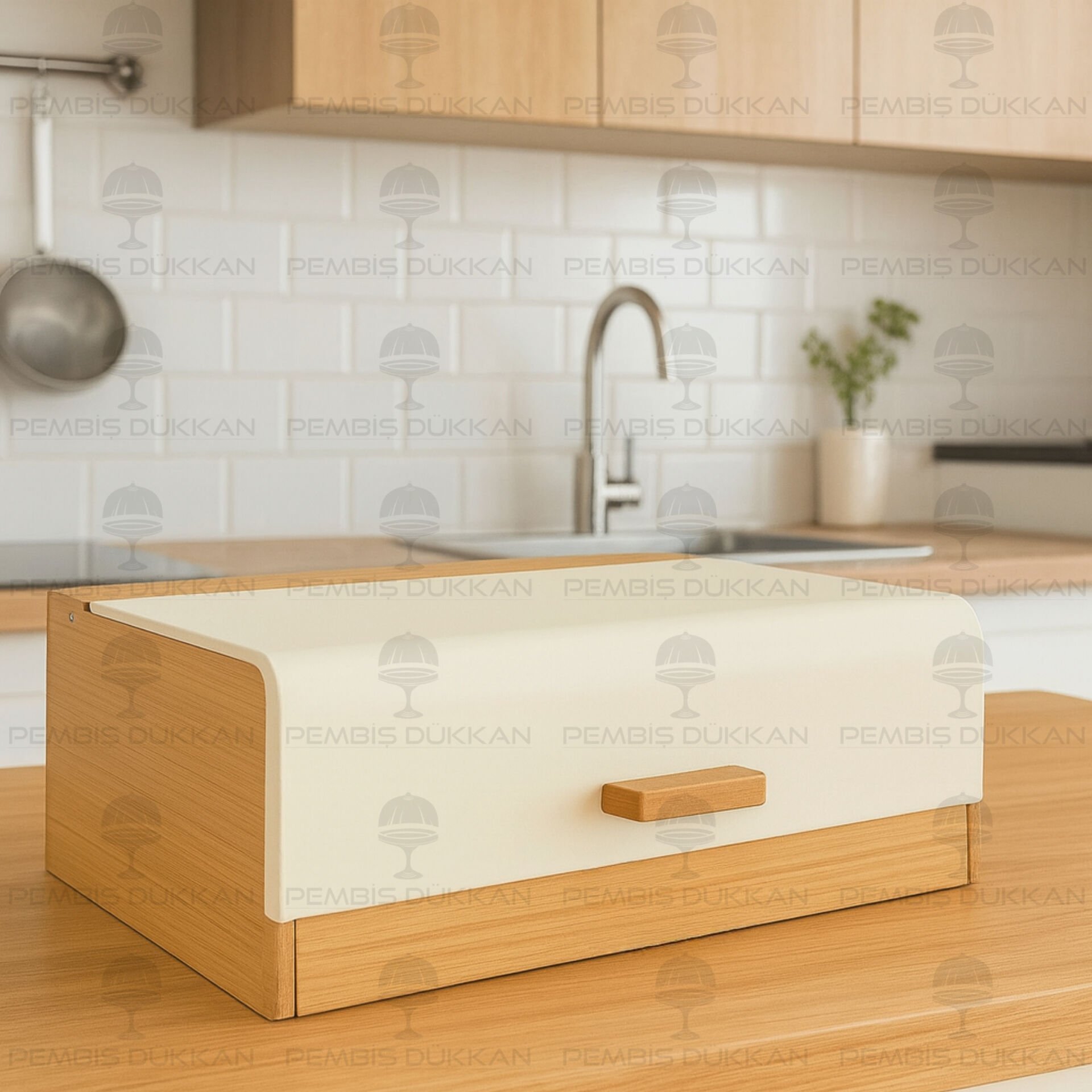 MİEN KREM BAMBU KAPAKLI EKMEKLİK (ST16)