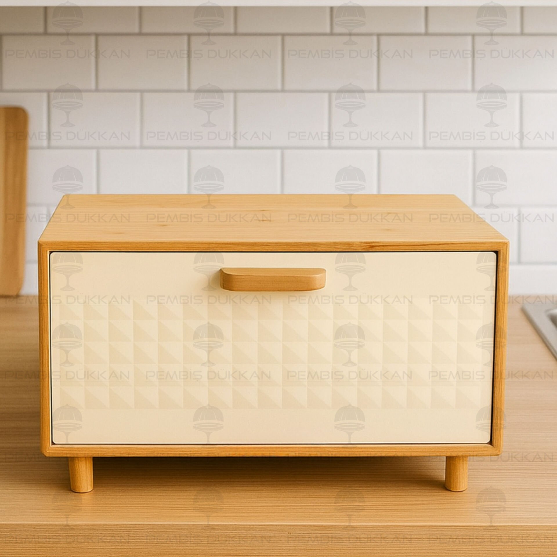 MİEN KREM BAMBU KAPAKLI EKMEKLİK (ST04)