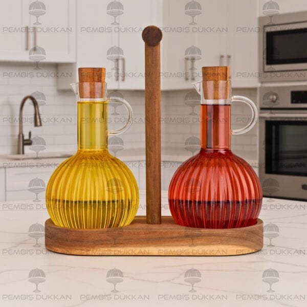 2'Lİ AKASYA STANDLI YUVARLAK ÇİZGİLİ YAĞLIK&SİRKELİK (G6019706)