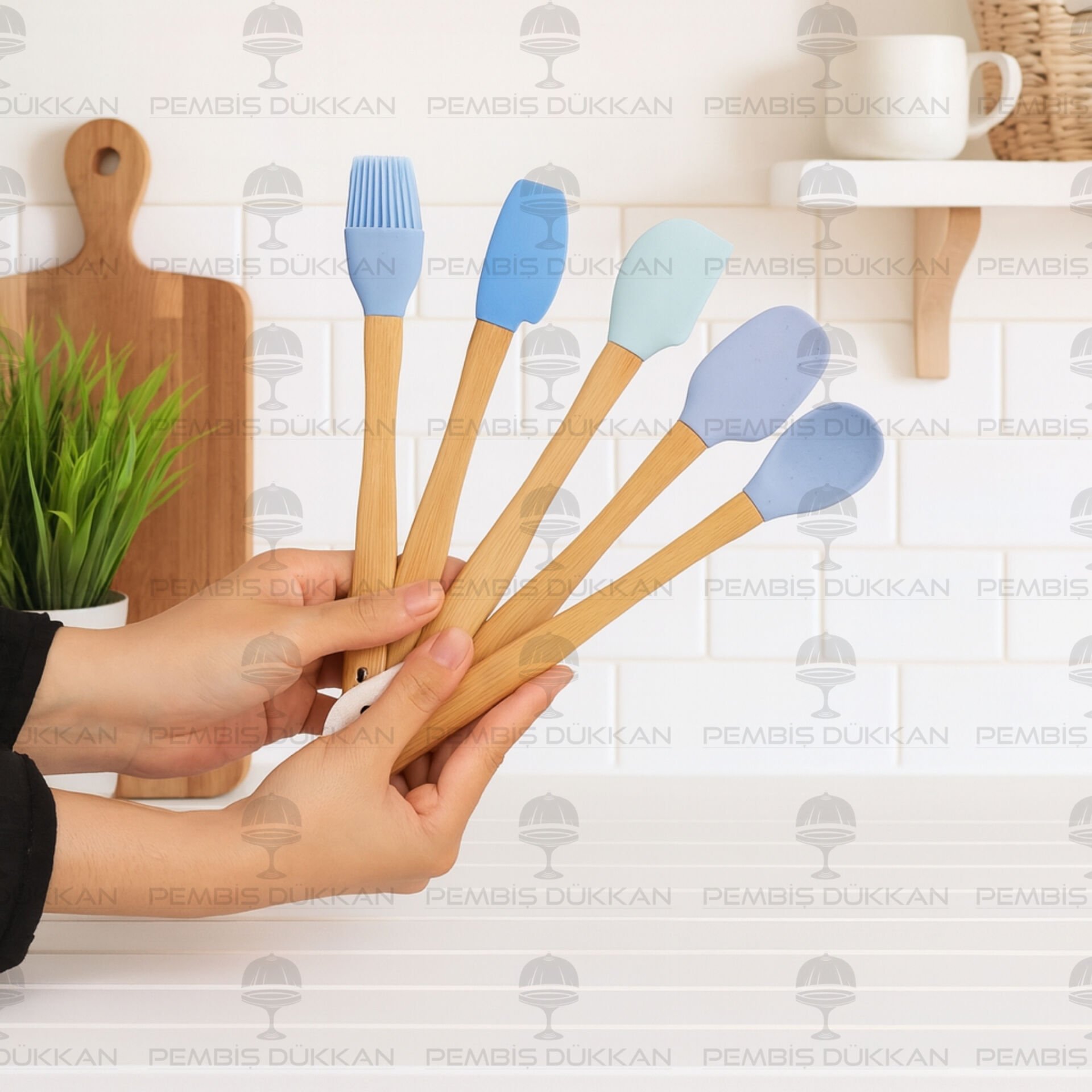 5Lİ MAVİ BENEKLİ MİNİ SİLİKON SET (1111)