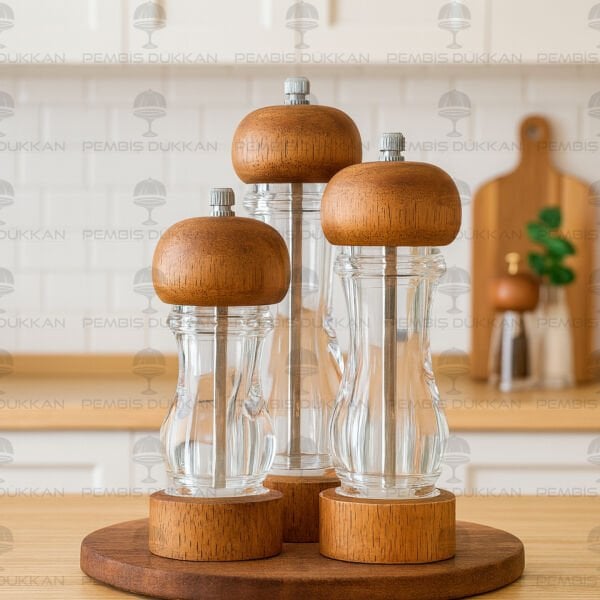 AHŞAP AKRİLİK TUZ-KARABİBER DEĞİRMENİ KÜÇÜK (75445)