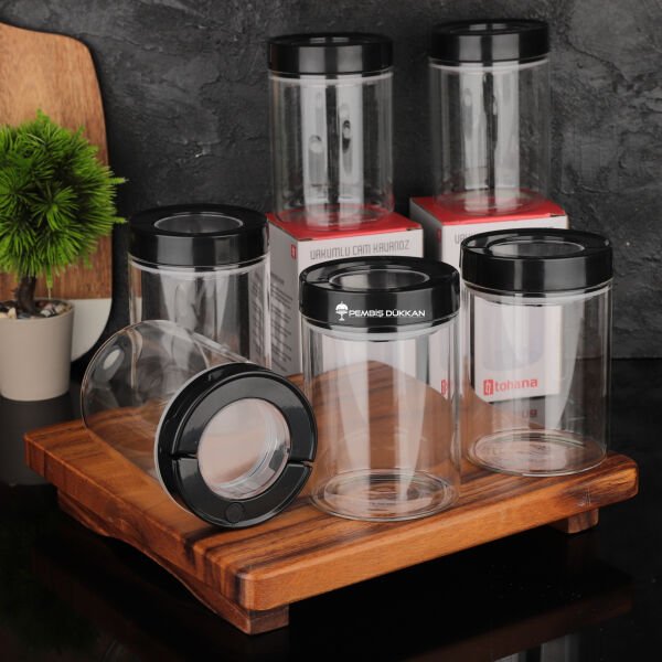 6 ADET TESORA BOROSİLİKAT CAM BAHARATLIK SİYAH