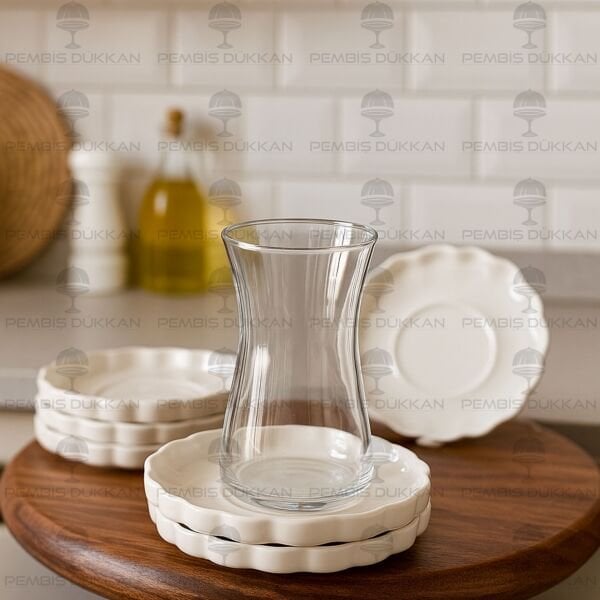 6'LI İSTİRİDYE MODEL PORSELEN ÇAY TABAĞI