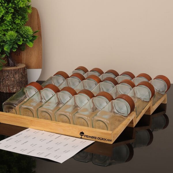 18 'Lİ AKASYA BAHARATLIK ÇEKMECE İÇİ STANDLI KOMBİN SET