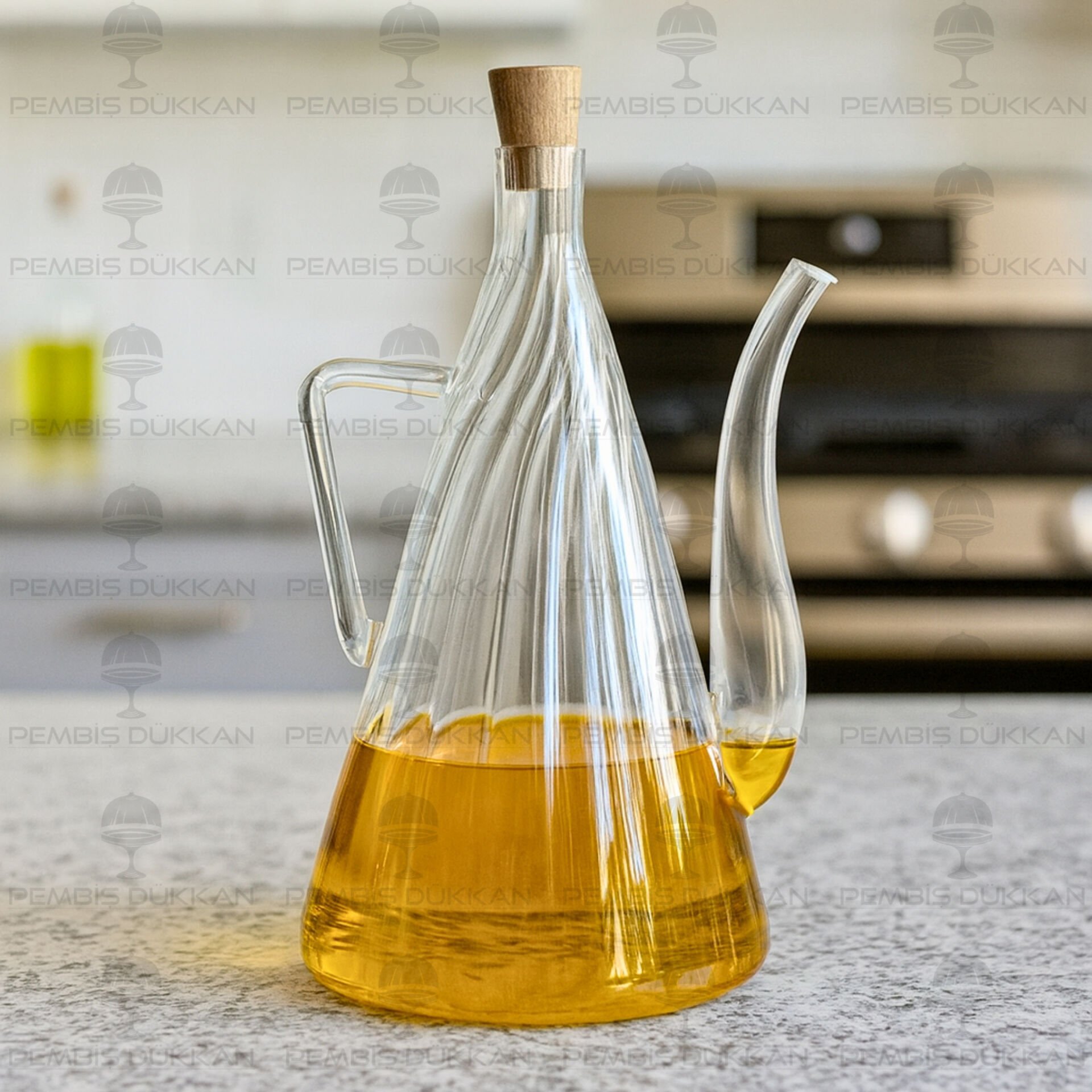 MN ÇİZGİLİ İBRİK MODEL 750ML BORASİLİKAT CAM YAĞDANLIK (1S29)