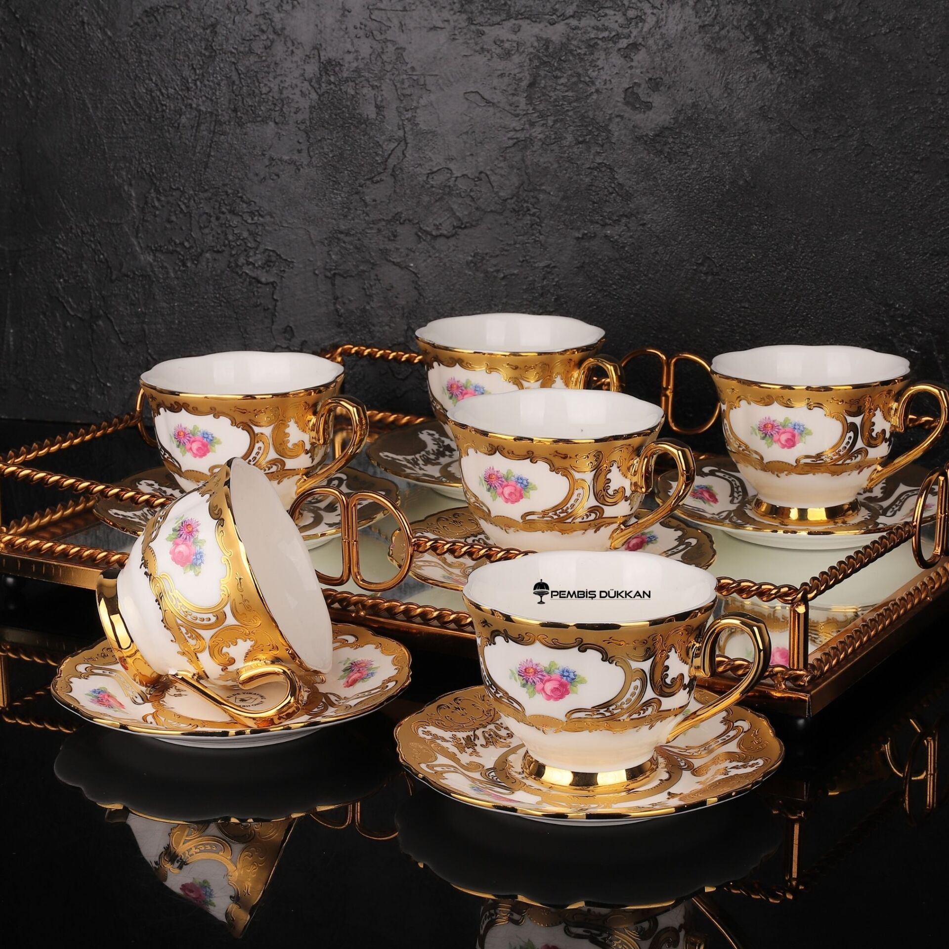 6 KİŞİLİK AYAKLI BÜYÜK  DARİAN FİNCAN TAKIMI