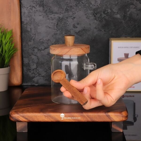 THN AKASYA KAPAKLI KAŞIKLI CAM KAVANOZ ORTA (84312)