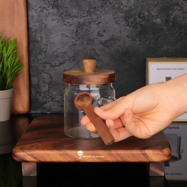 THN AKASYA KAPAKLI KAŞIKLI CAM KAVANOZ KÜÇÜK (84311)