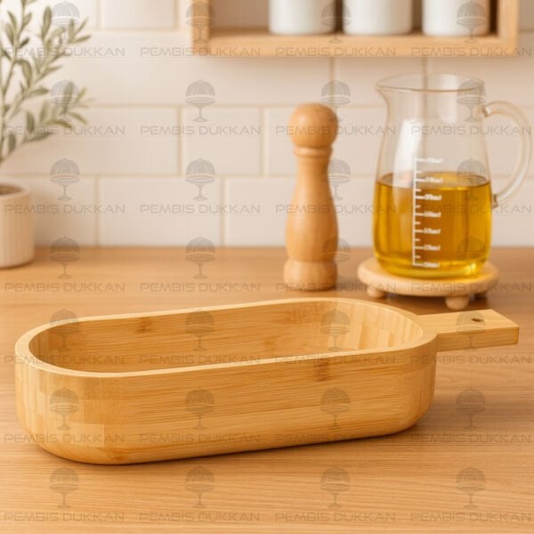 7B113 BAMBU BOHEM OVAL KULPLU DERİN SUNUMLUK