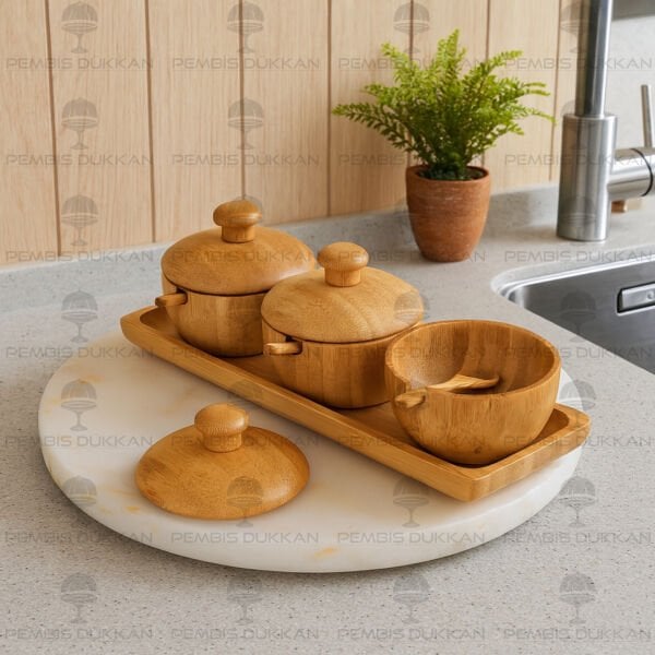 7B100 BAMBU STANDLI 3LÜ BAMBU REÇELLİK BAHARATLIK