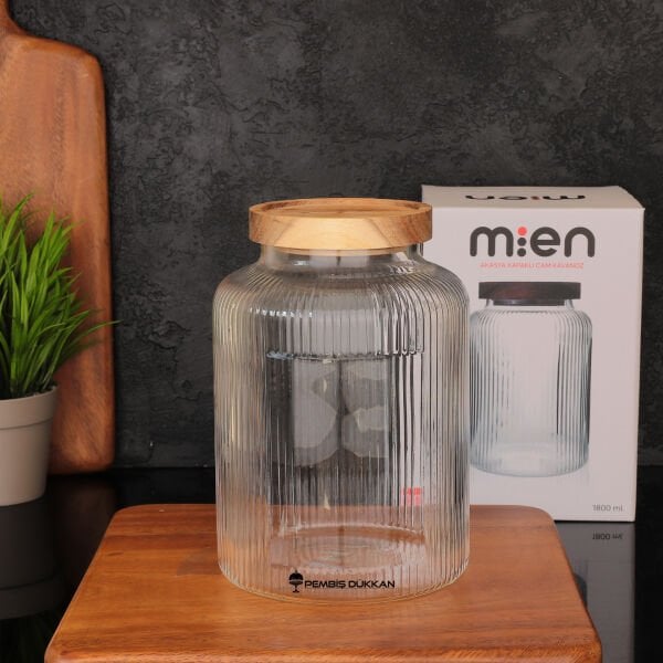 1 ADET CURE 1800 ML AKASYA KAPAKLI ÇİZGİLİ KAVANOZ (1S12)