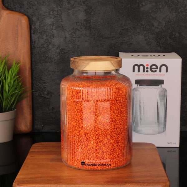 1 ADET CURE 1800 ML AKASYA KAPAKLI ÇİZGİLİ KAVANOZ (1S12)