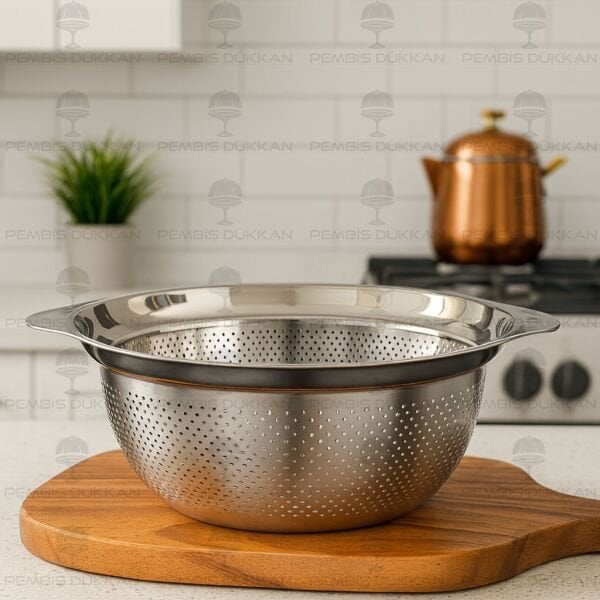 1 ADET İVY 25 CM YUVARLAK KULPLU ÇELİK SÜZGEÇ (SZG191)