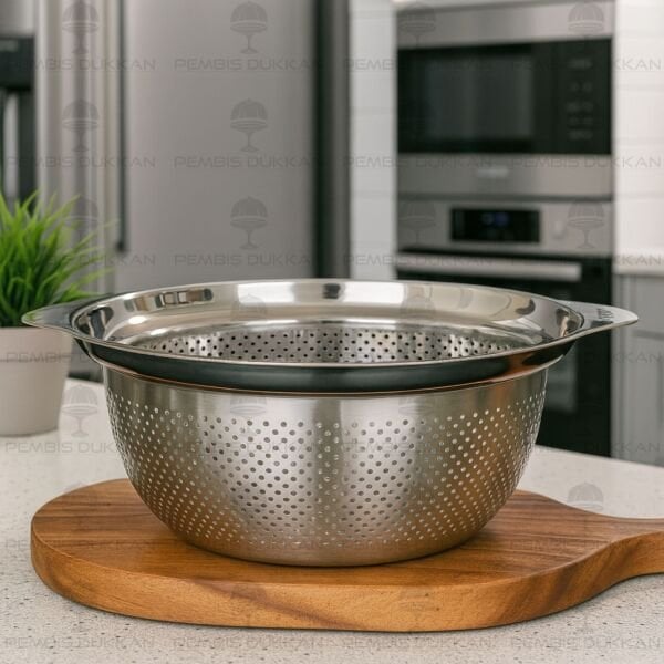 1 ADET İVY 27 CM YUVARLAK KULPLU ÇELİK SÜZGEÇ (SZG192)