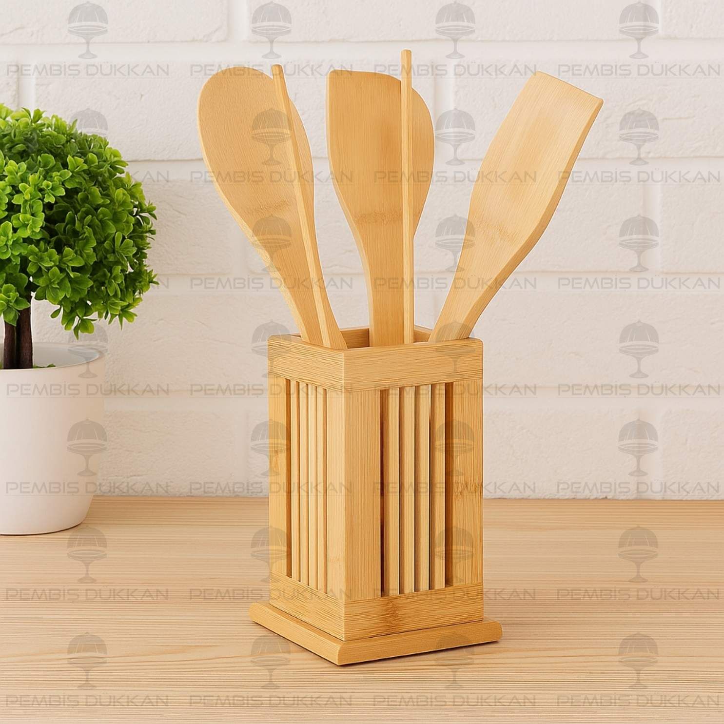 MİEN STANDLI BAMBU KAŞIK SPATULA TAKIMI