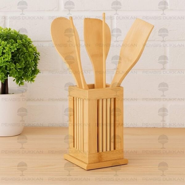 MİEN STANDLI BAMBU KAŞIK SPATULA TAKIMI