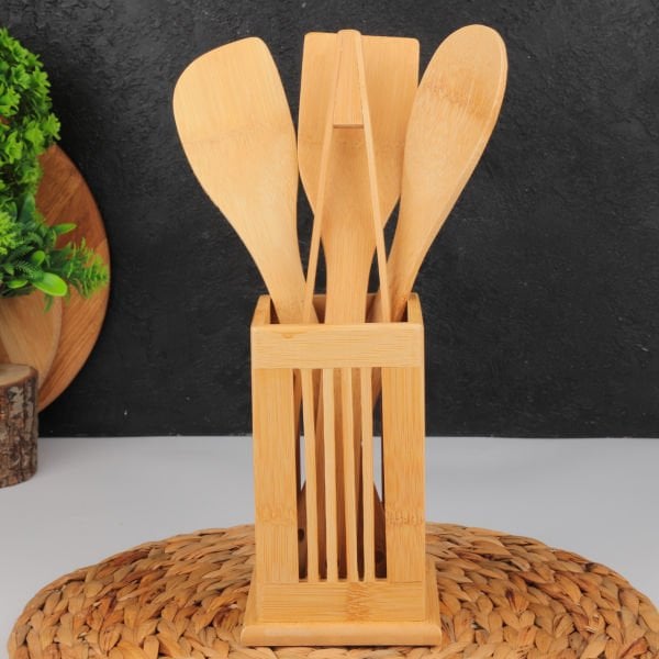 MİEN STANDLI BAMBU KAŞIK SPATULA TAKIMI