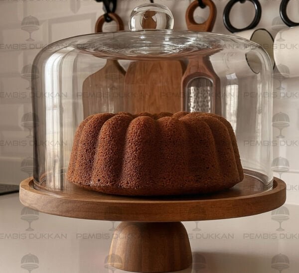 AKASYA & CAM DÜZ MODEL AYAKLI PASTA STANDI & KEK FANUSU MEGA (240057)
