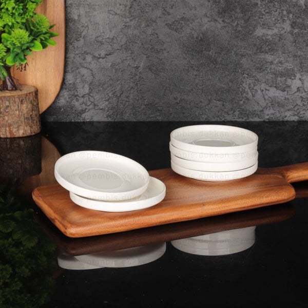 6LI BONE PORSELEN BONJELA SERİ ÇAY TABAK SADE (4011)