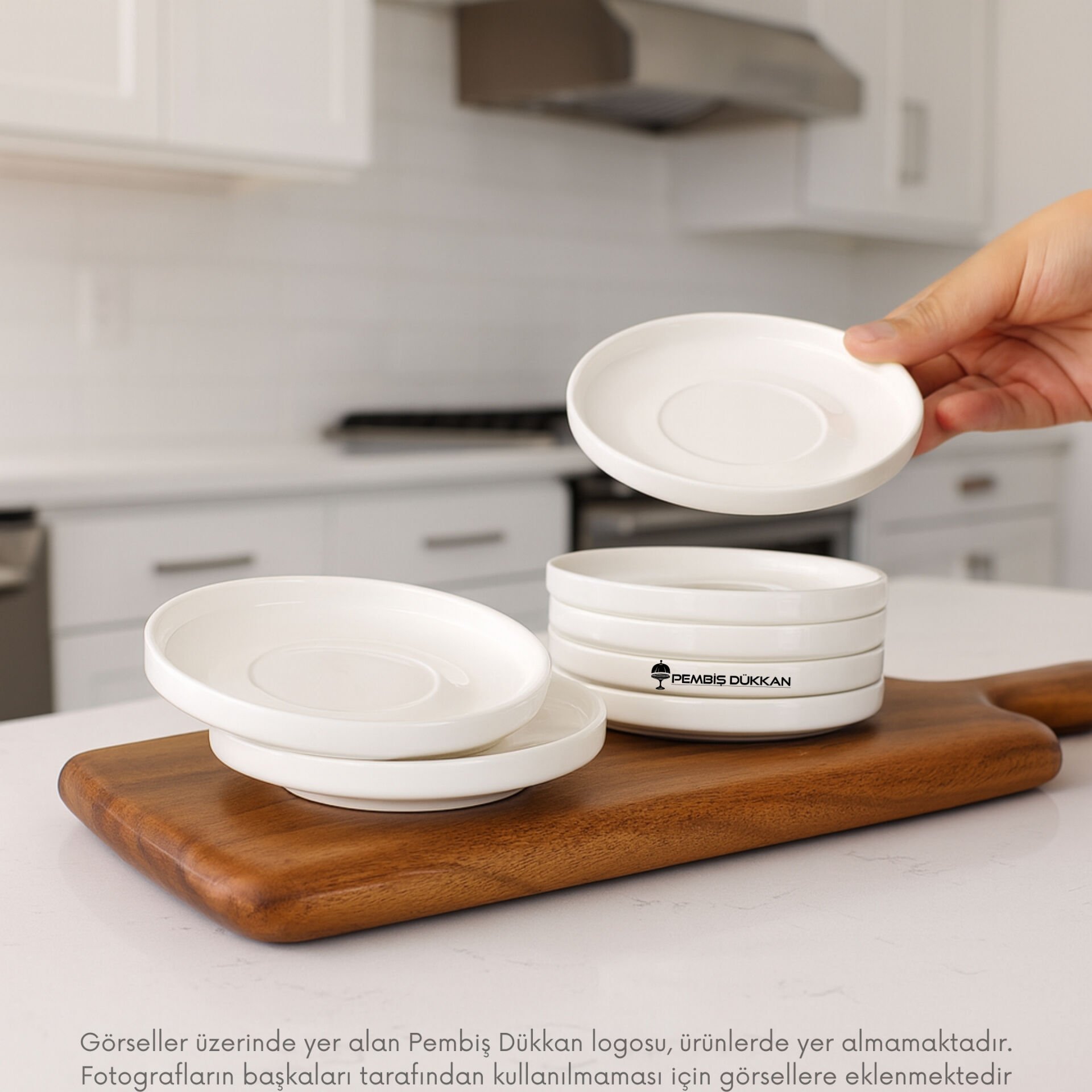 6LI BONE PORSELEN BONJELA SERİ ÇAY TABAK SADE (4011)