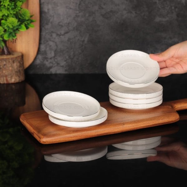 6LI BONE PORSELEN BONJELA SERİ ÇAY TABAK GOLD (4012)