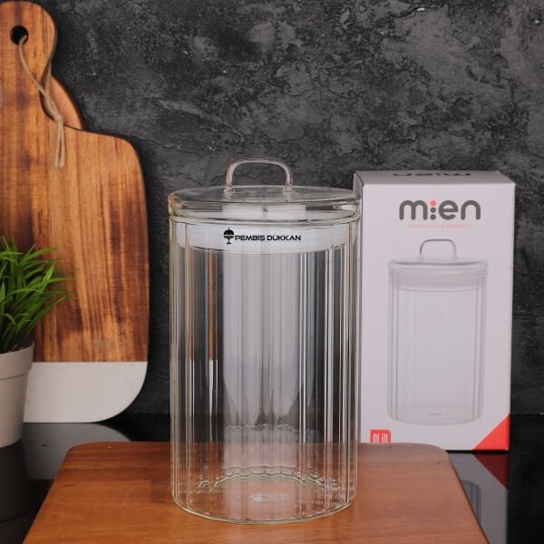 1  ADET 1400 ML OLİD ÇİZGİLİ CAM KAPAKLI KAVANOZ (HJ-171)