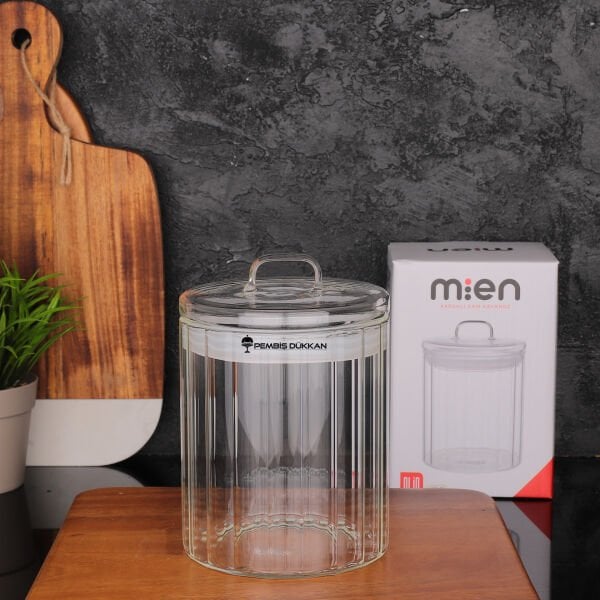 1 ADET 1000 ML OLİD ÇİZGİLİ CAM KAPAKLI KAVANOZ (HJ-170)