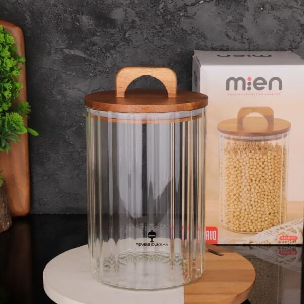 1 ADET 2450ML AKASYA ZAHİRE ÇİZGİLİ KAVANOZ (BOR-0104)