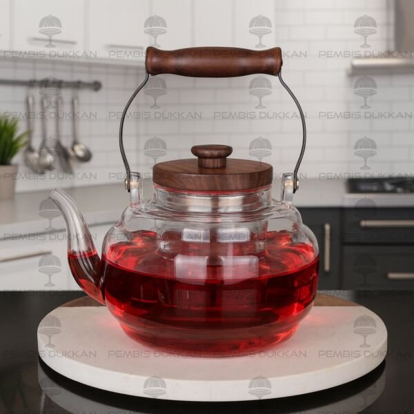 1 ADET AKASYA KULPLU CAM SÜZGEÇLİ DEMLİK (1S25)